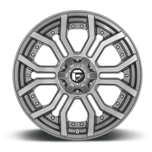 Aluminum Wheels 20X10 Rage Platinum D713 6 On 135/6 On 139.7 Brushed Gunmetal Gray Tinted Clear 106.1 Bore -18 Offset Fuel Off Road Wheels