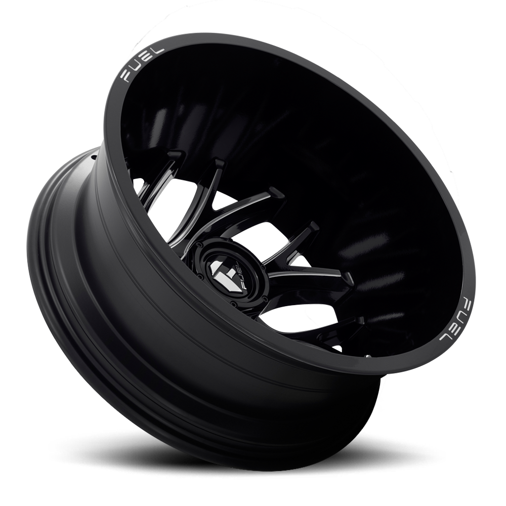 Dually Wheels 22X8.25 Runner Dually D741 8 On 200 Gloss Black Milled 142.2 Bore -176 Offset 8 Spoke Outer Dually Fuel Off Road Wheels
