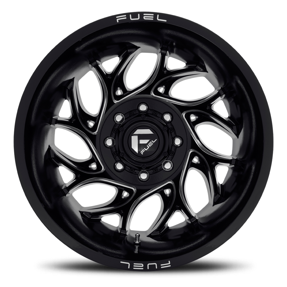 Dually Wheels 22X8.25 Runner Dually D741 8 On 200 Gloss Black Milled 142.2 Bore -176 Offset 8 Spoke Outer Dually Fuel Off Road Wheels