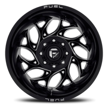 Load image into Gallery viewer, Dually Wheels 22X8.25 Runner Dually D741 8 On 200 Gloss Black Milled 142.2 Bore -176 Offset 8 Spoke Outer Dually Fuel Off Road Wheels