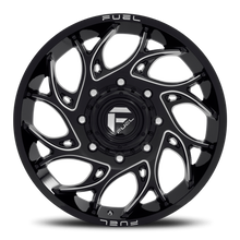 Load image into Gallery viewer, Dually Wheels 22X8.25 Runner Dually D741 8 On 210 Gloss Black Milled 154.3 Bore 105 Offset 8 Spoke Front Dually Fuel Off Road Wheels