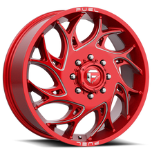 Load image into Gallery viewer, Dually Wheels 22X8.25 Runner Dually D742 8 On 165.1 Candy Red Milled 121.6 Bore 105 Offset 8 Spoke Front Dually Fuel Off Road Wheels