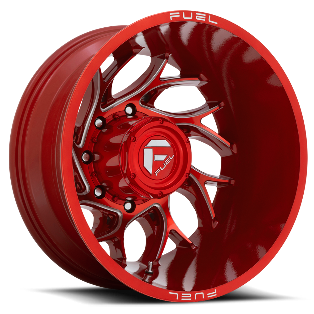 Dually Wheels 22X8.25 Runner Dually D742 8 On 165.1 Candy Red Milled 121.6 Bore -240 Offset 8 Spoke Outer Dually Fuel Off Road Wheels