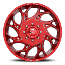 Load image into Gallery viewer, Dually Wheels 22X8.25 Runner Dually D742 8 On 165.1 Candy Red Milled 121.6 Bore 105 Offset 8 Spoke Front Dually Fuel Off Road Wheels