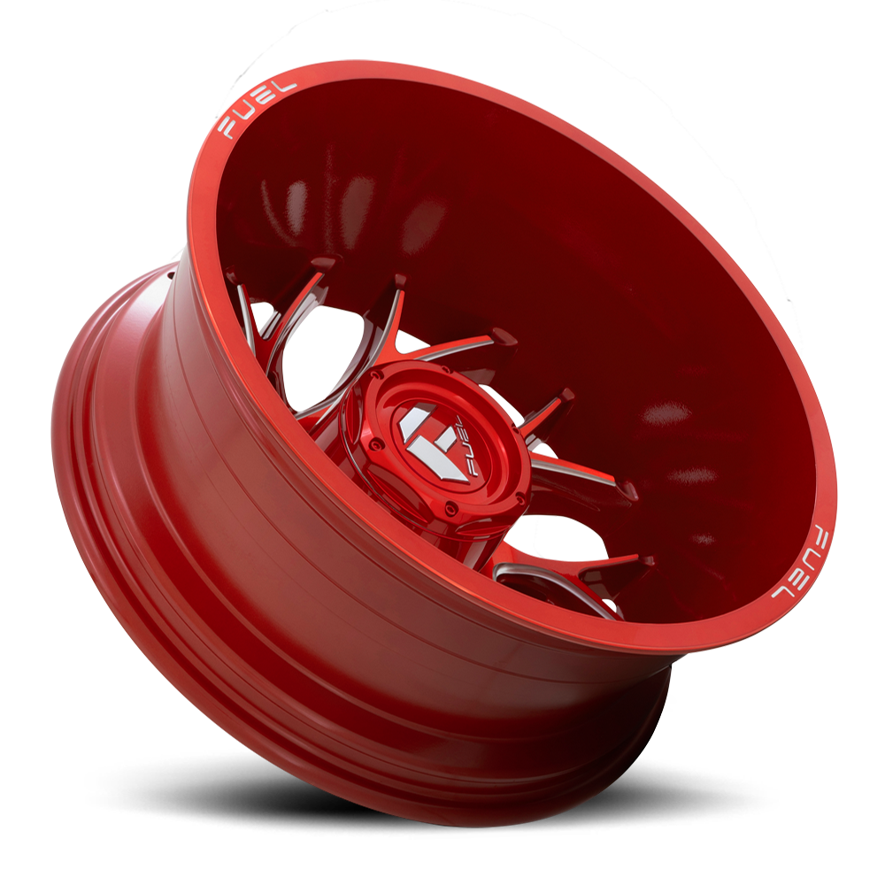 Dually Wheels 22X8.25 Runner Dually D742 8 On 200 Candy Red Milled 142.2 Bore -227 Offset 8 Spoke Outer Dually Fuel Off Road Wheels