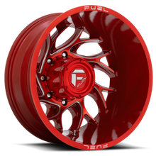 Load image into Gallery viewer, Dually Wheels 22X8.25 Runner Dually D742 8 On 210 Candy Red Milled 154.3 Bore -220 Offset 8 Spoke Outer Dually Fuel Off Road Wheels