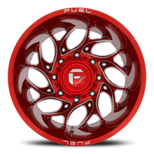 Load image into Gallery viewer, Dually Wheels 22X8.25 Runner Dually D742 8 On 210 Candy Red Milled 154.3 Bore -246 Offset 8 Spoke Outer Dually Fuel Off Road Wheels