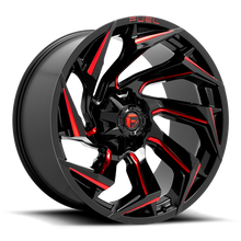 Load image into Gallery viewer, Aluminum Wheels 18X9 Reaction D755 6 On 135/6 On 139.7 Gloss Black Milled Red Tint 106.1 Bore -12 Offset Fuel Off Road Wheels