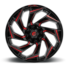 Load image into Gallery viewer, Aluminum Wheels 18X9 Reaction D755 6 On 135/6 On 139.7 Gloss Black Milled Red Tint 106.1 Bore -12 Offset Fuel Off Road Wheels