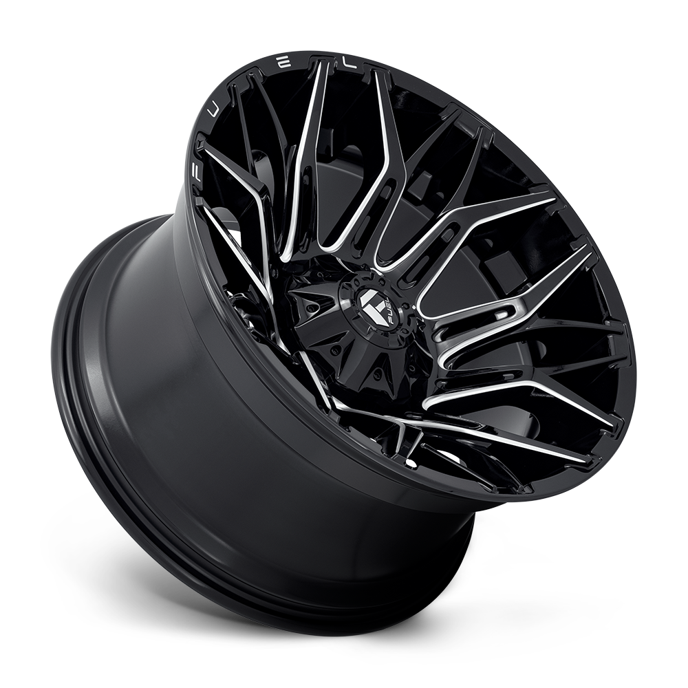 Aluminum Wheels 22X10 Twitch D769 8 On 180 Gloss Black Milled 124.3 Bore -18 Offset Fuel Off Road Wheels