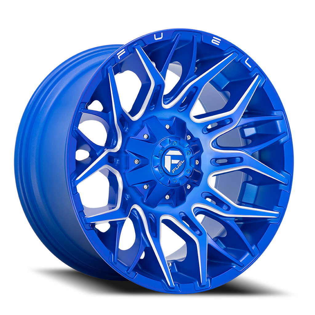 Aluminum Wheels 20X10 Twitch D770 8 On 165.1 Anodized Blue MIlled 125.2 Bore -18 Offset Fuel Off Road Wheels