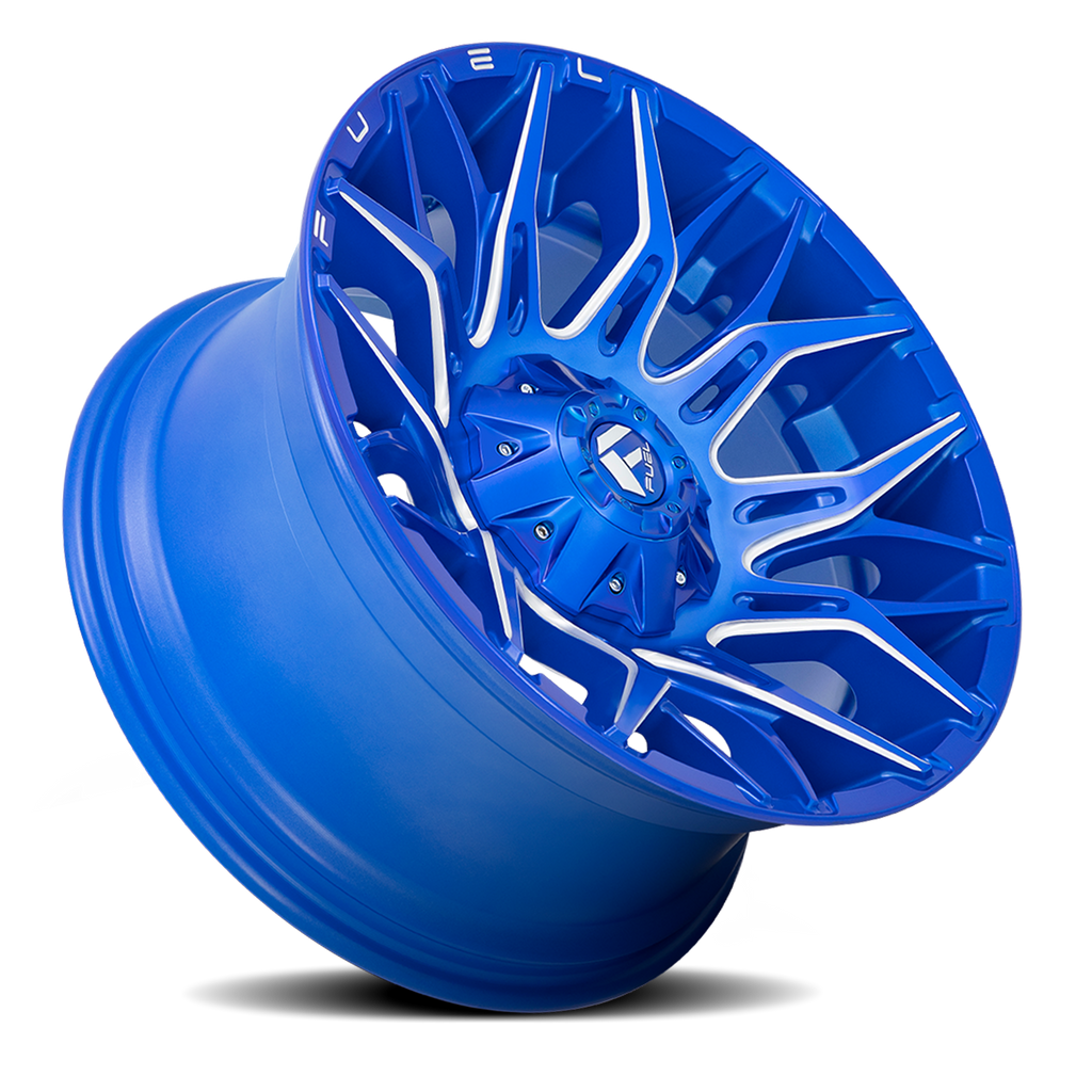 Aluminum Wheels 20X10 Twitch D770 8 On 165.1 Anodized Blue MIlled 125.2 Bore -18 Offset Fuel Off Road Wheels