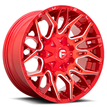 Load image into Gallery viewer, Aluminum Wheels 22X10 Twitch D771 5 On 139.7/5 On 150 Candy Red Milled 110.2 Bore -18 Offset Fuel Off Road Wheels