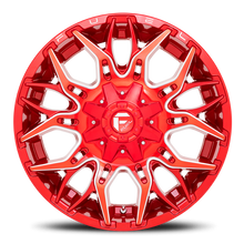 Load image into Gallery viewer, Aluminum Wheels 22X10 Twitch D771 8 On 165.1 Candy Red Milled 125.2 Bore -18 Offset Fuel Off Road Wheels