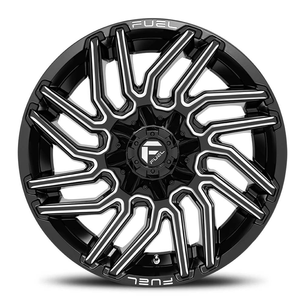 Aluminum Wheels 20X9 Typhoon D773 8 On 165.1 Gloss Black Milled 125.2 Bore 1 Offset Fuel Off Road Wheels