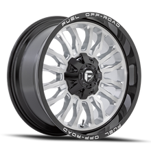 Load image into Gallery viewer, Aluminum Wheels 22X12 Arc D798 6 On 135/6 On 139.7 Silver/Brushed Face-Milled Black Lip 106.1 Bore -44 Offset Fuel Off Road Wheels