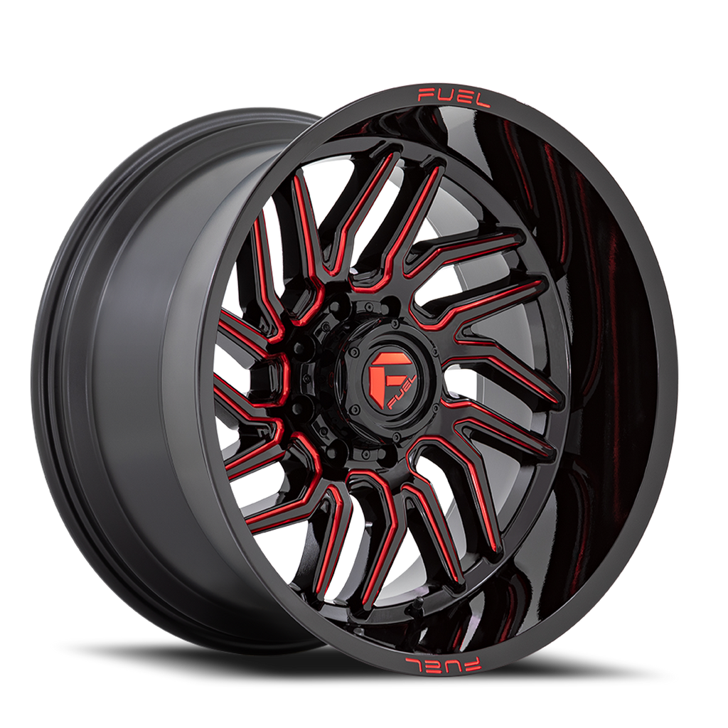 Aluminum Wheels 20X9 Hurricane D808 6 On 139.7 Gloss Black/Red Milled 106.1 Bore 1 Offset Fuel Off Road Wheels