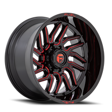 Load image into Gallery viewer, Aluminum Wheels 20X9 Hurricane D808 6 On 139.7 Gloss Black/Red Milled 106.1 Bore 1 Offset Fuel Off Road Wheels