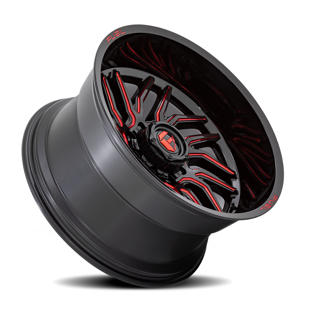 Aluminum Wheels 20X9 Hurricane D808 6 On 139.7 Gloss Black/Red Milled 106.1 Bore 1 Offset Fuel Off Road Wheels