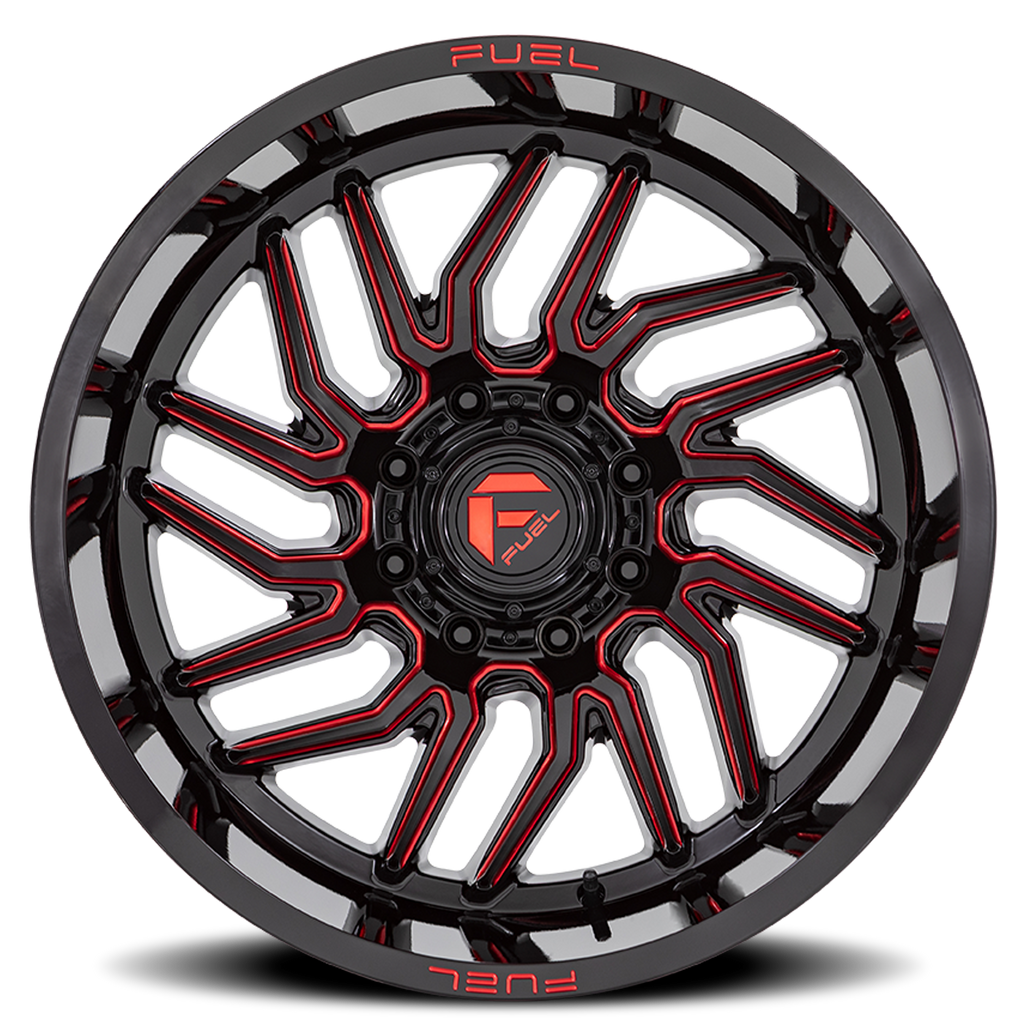 Aluminum Wheels 20X9 Hurricane D808 6 On 139.7 Gloss Black/Red Milled 106.1 Bore 1 Offset Fuel Off Road Wheels