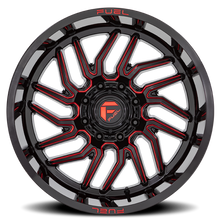 Load image into Gallery viewer, Aluminum Wheels 20X9 Hurricane D808 6 On 139.7 Gloss Black/Red Milled 106.1 Bore 1 Offset Fuel Off Road Wheels