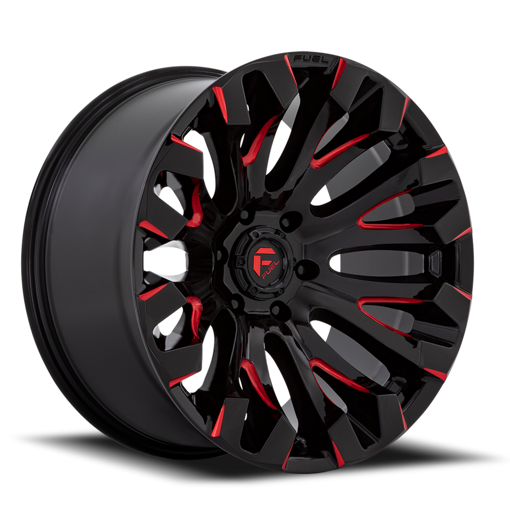 Aluminum Wheels 18X9 Quake D829 6 On 139.7 Gloss Black Milled Red 106.1 Bore 1 Offset Fuel Off Road Wheels
