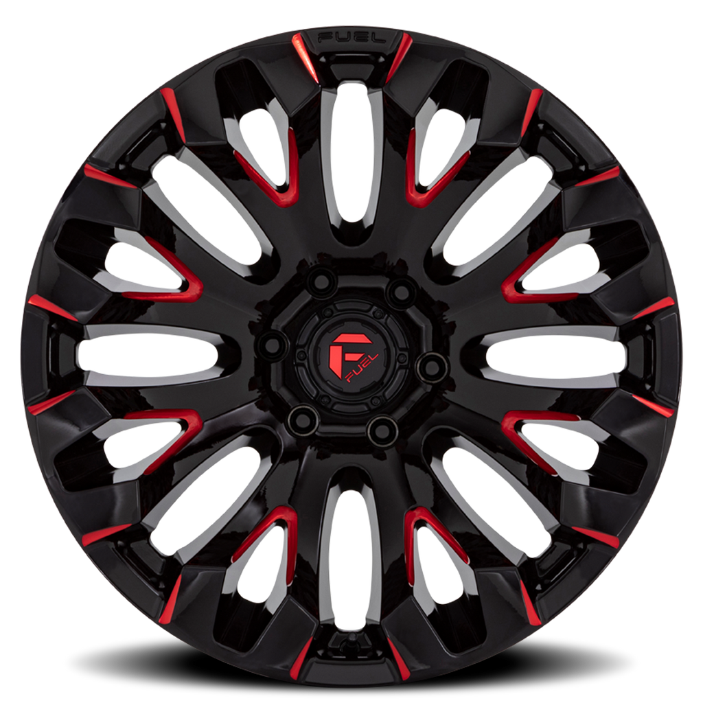 Aluminum Wheels 18X9 Quake D829 6 On 139.7 Gloss Black Milled Red 106.1 Bore 1 Offset Fuel Off Road Wheels