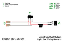 Load image into Gallery viewer, Light Duty Dual Output Light Bar Wiring Harness Diode Dynamics