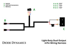 Load image into Gallery viewer, Light Duty Dual Output 3-way 4-pin Wiring Harness Diode Dynamics