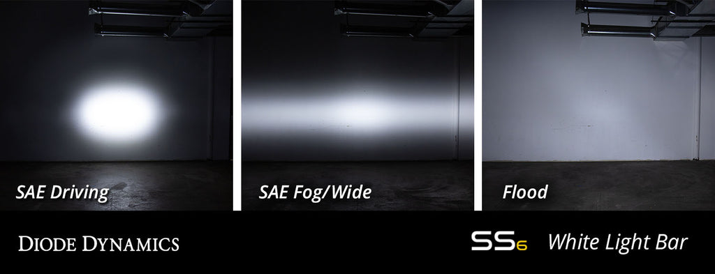 6 Inch LED Light Bar Single Row Straight SS6 White Wide Light Bar Single Diode Dynamics