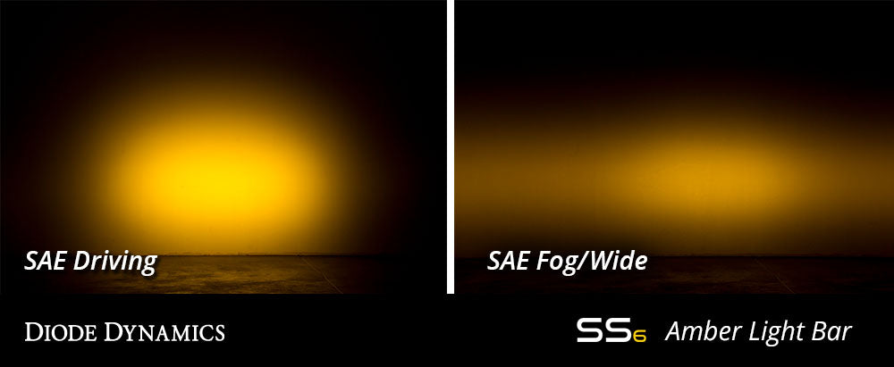 6 Inch LED Light Bar Single Row Straight SS6 Amber Wide Light Bar Single Diode Dynamics
