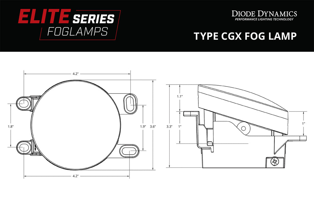 Elite Series Type CGX Fog Lamps, White Pair Diode Dynamics