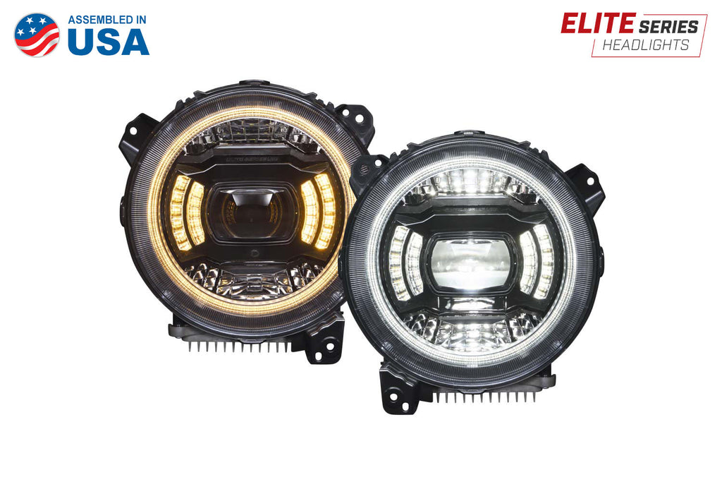 Elite LED Headlamps for 2018-Present Jeep JL Wrangler and 2020-Present Jeep Gladiator Diode Dynamics