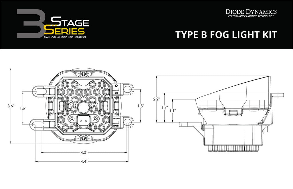 SS3 Sport Type B Kit ABL Yellow SAE Fog Diode Dynamics