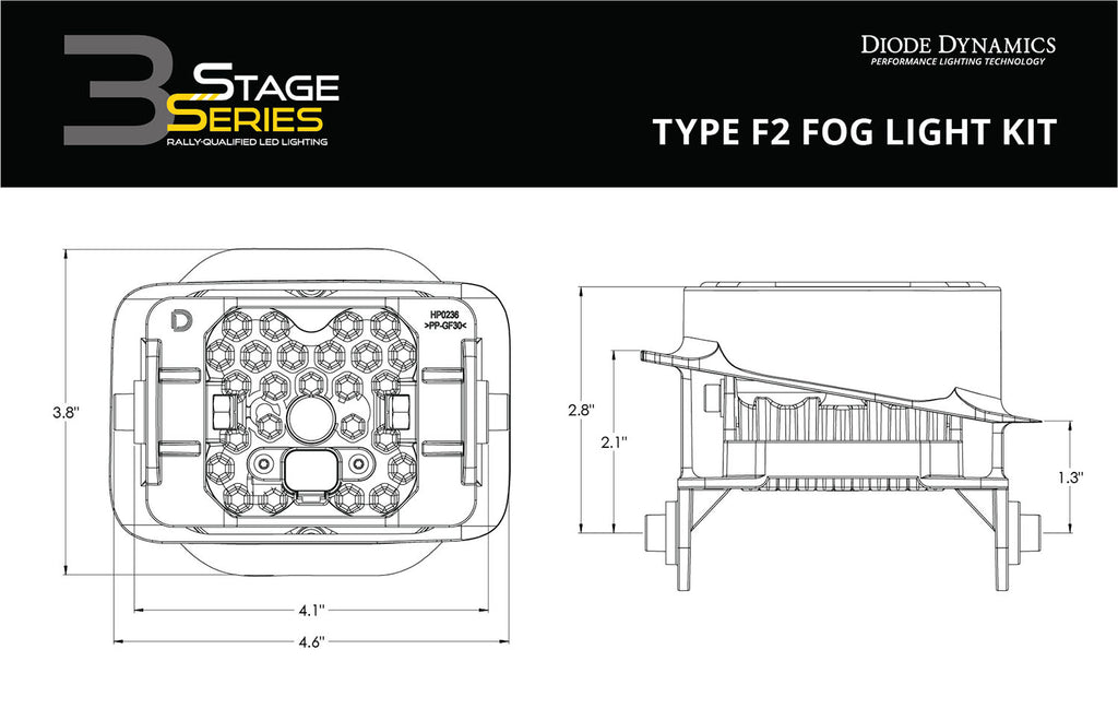 SS3 Pro Type F2 Kit ABL Yellow SAE Fog Diode Dynamics