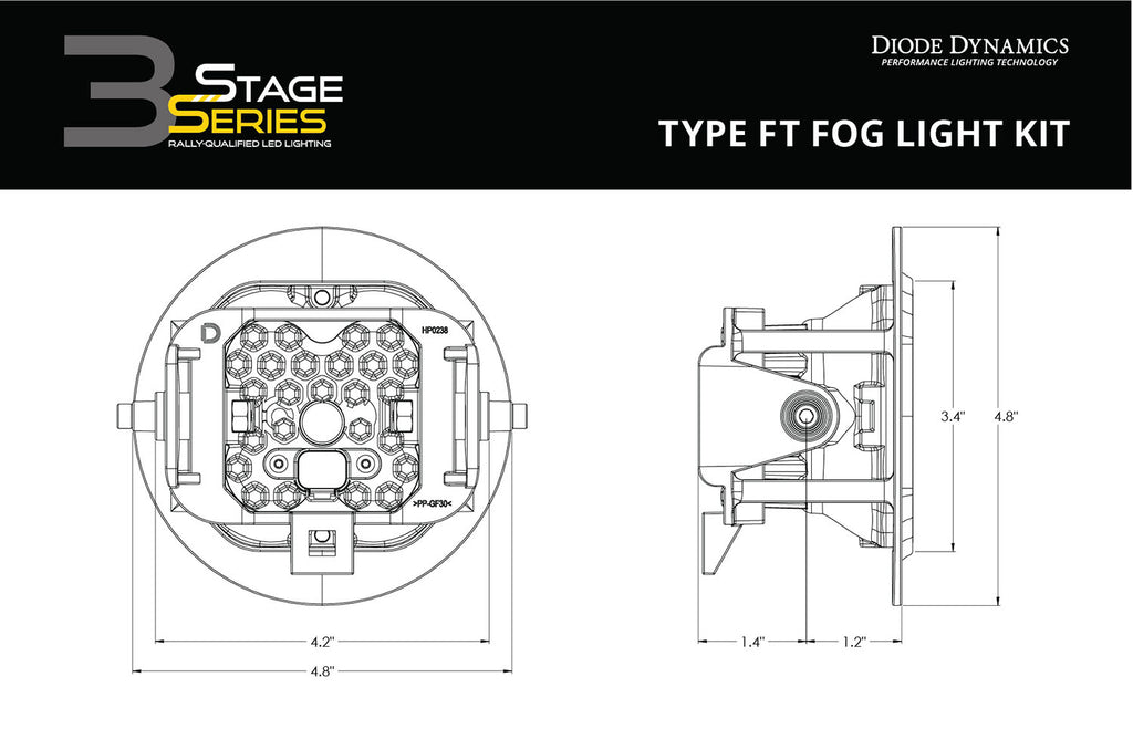 SS3 Pro Type FT Kit ABL Yellow SAE Fog Diode Dynamics