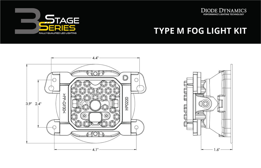 SS3 Sport Type M Kit ABL Yellow SAE Fog Diode Dynamics