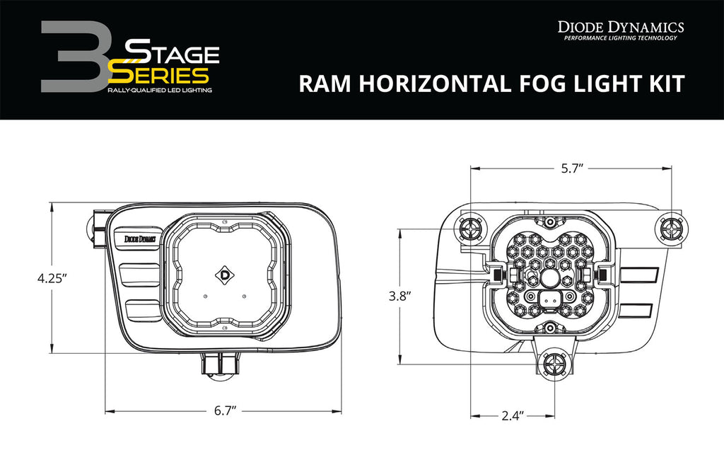 SS3 Max Type Ram Horiz Kit ABL Yellow SAE Fog Diode Dynamics