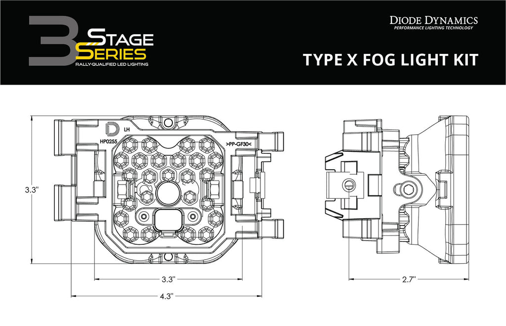 SS3 Pro Type SDX Kit ABL Yellow SAE Fog Diode Dynamics