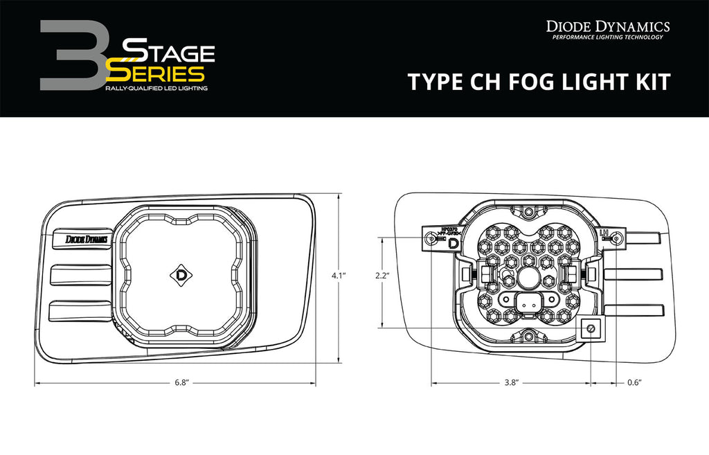 SS3 Type CH LED Fog Light Kit Pro ABL White SAE Fog Diode Dynamics