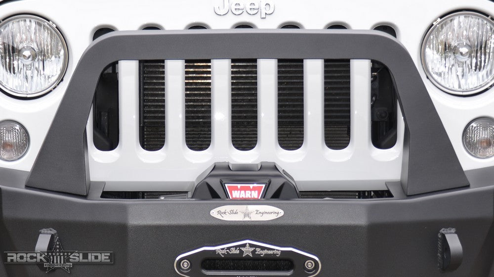 Jeep JK Bull Bar For 07-18 Wrangler JK Rigid Series Front Bumper Only Black Powdercoat Rock Slide Engineering