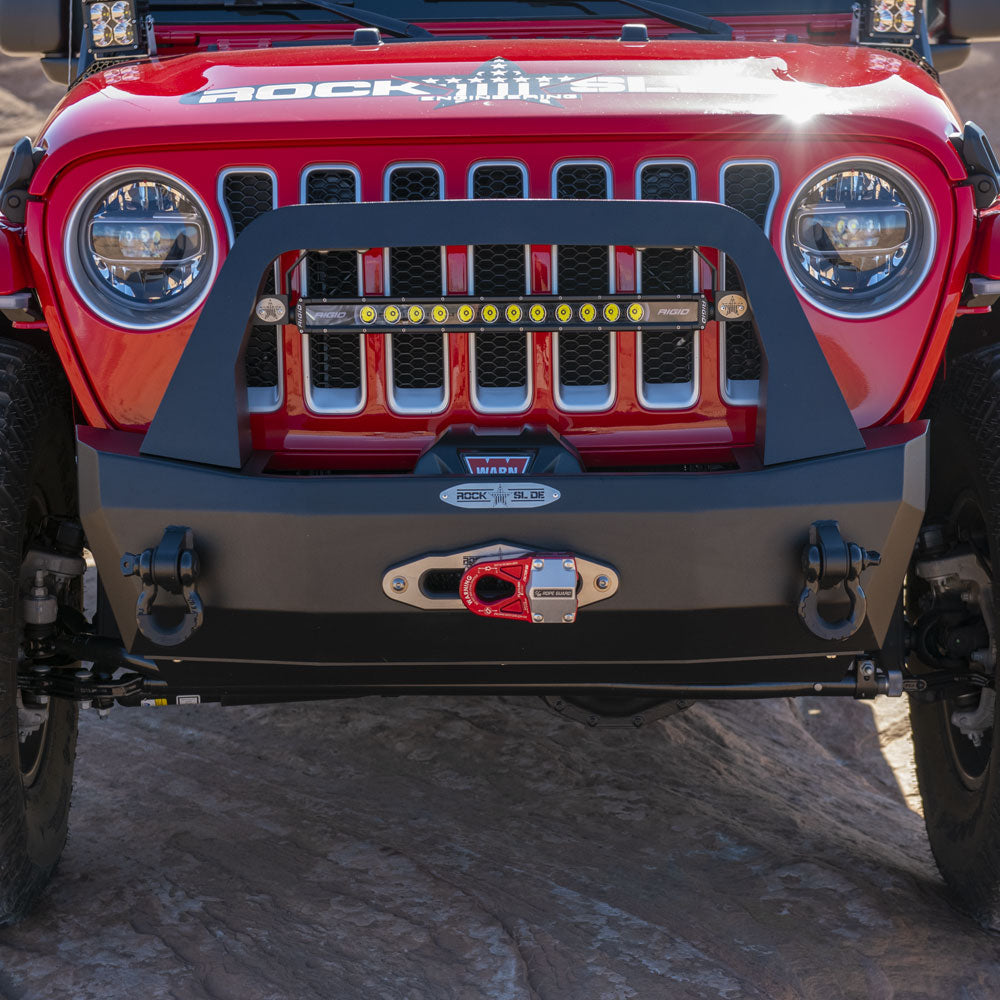 Jeep JL Shorty Front Bumper For 18-Pres Wrangler JL Complete With Winch Plate Rigid Series Rock Slide Engineering