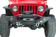 Load image into Gallery viewer, Jeep TJ/YJ Front Bumper W/LED&#39;s 87-06 Wrangler TJ/YJ Steel Black Textured Powercoat Fishbone Offroad