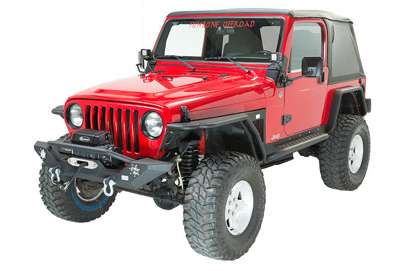 Jeep TJ/YJ Front Bumper W/LED's 87-06 Wrangler TJ/YJ Steel Black Textured Powercoat Fishbone Offroad