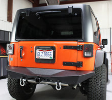 Load image into Gallery viewer, Jeep JK Rear Bumper 07-18 Wrangler JK Rubicon and Unlimited Steel Black Textured Powdercoat Manowar Series Fishbone Offroad