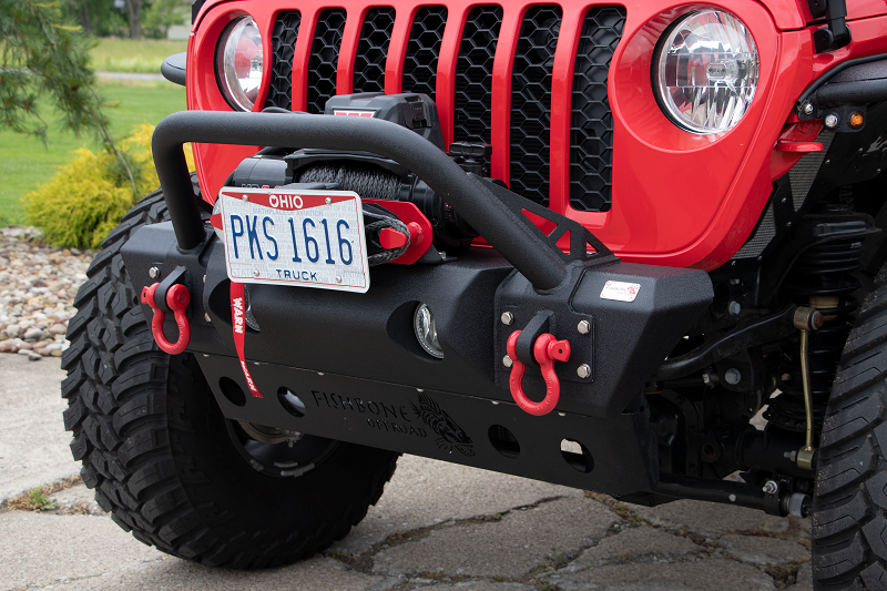 Jeep JL/Gladiator Front Winch Bumper for 18-Pres Wrangler JL/Gladiator Black Powdercoat Fishbone Offroad