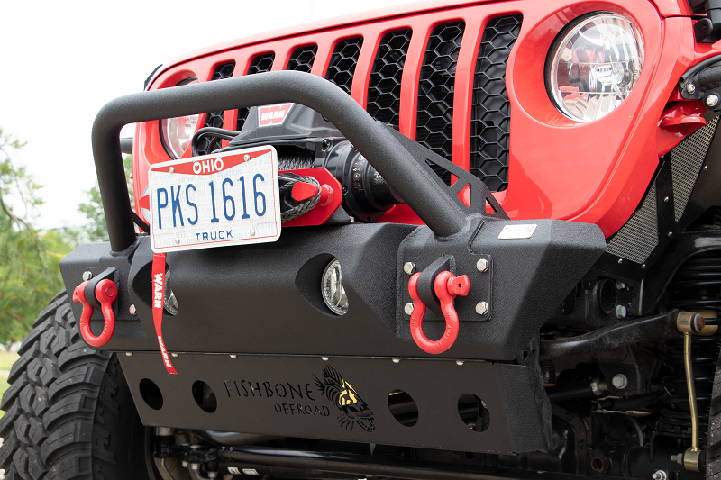 Jeep JL/Gladiator Front Winch Bumper for 18-Pres Wrangler JL/Gladiator Black Powdercoat Fishbone Offroad