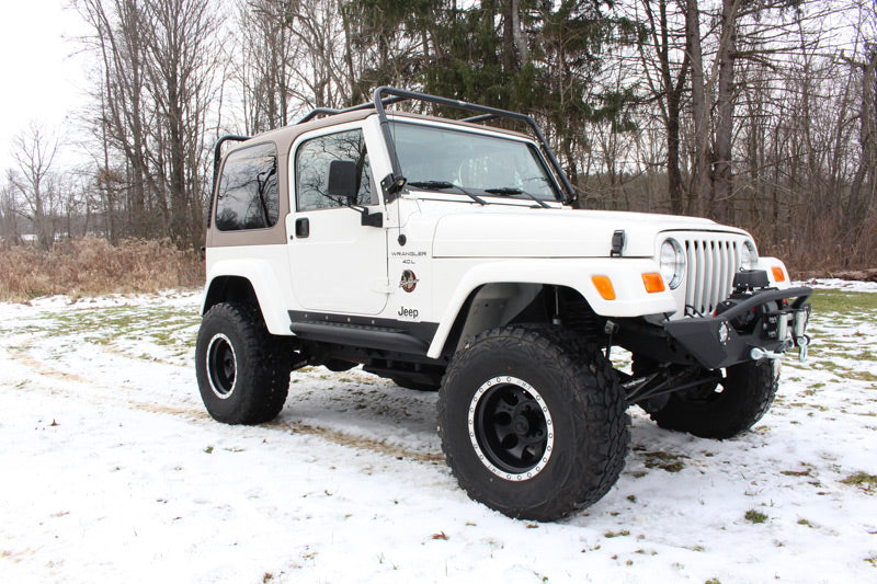 Jeep TJ Rock Slider W/Tube Step 97-06 Wrangler TJ Steel Black Textured Powdercoat  Fishbone Offroad