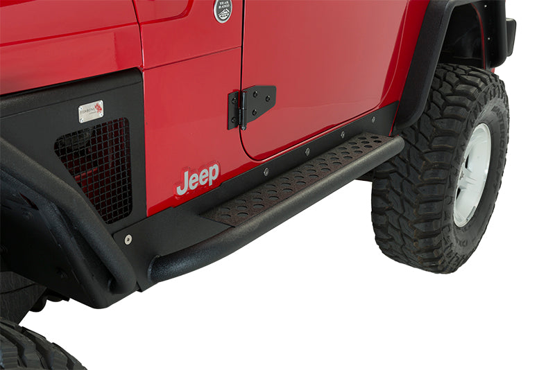 Jeep TJ Rock Slider W/Tube Step 97-06 Wrangler TJ Steel Black Textured Powdercoat  Fishbone Offroad