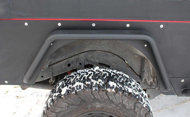 Jeep TJ Tube Fenders Rear 3 Inch Flare 97-06 Wrangler TJ Steel Black Textured Powdercoat Fishbone Offroad
